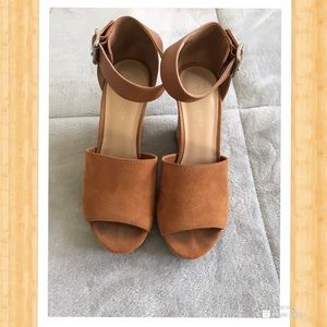 Suede tan colored wedges